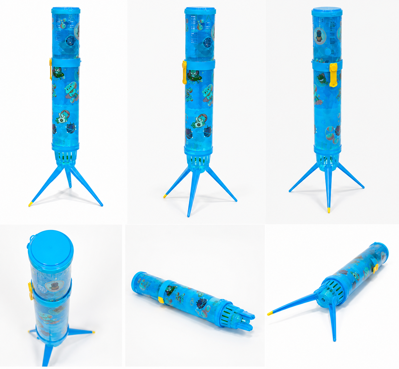 BUBBLE FIREWORK MACHINE - ROCKET SHAPE WITH LED LIGHTS & TRIPOD STAND - FOR ABOVE 3 YEARS - BLUE EDITION