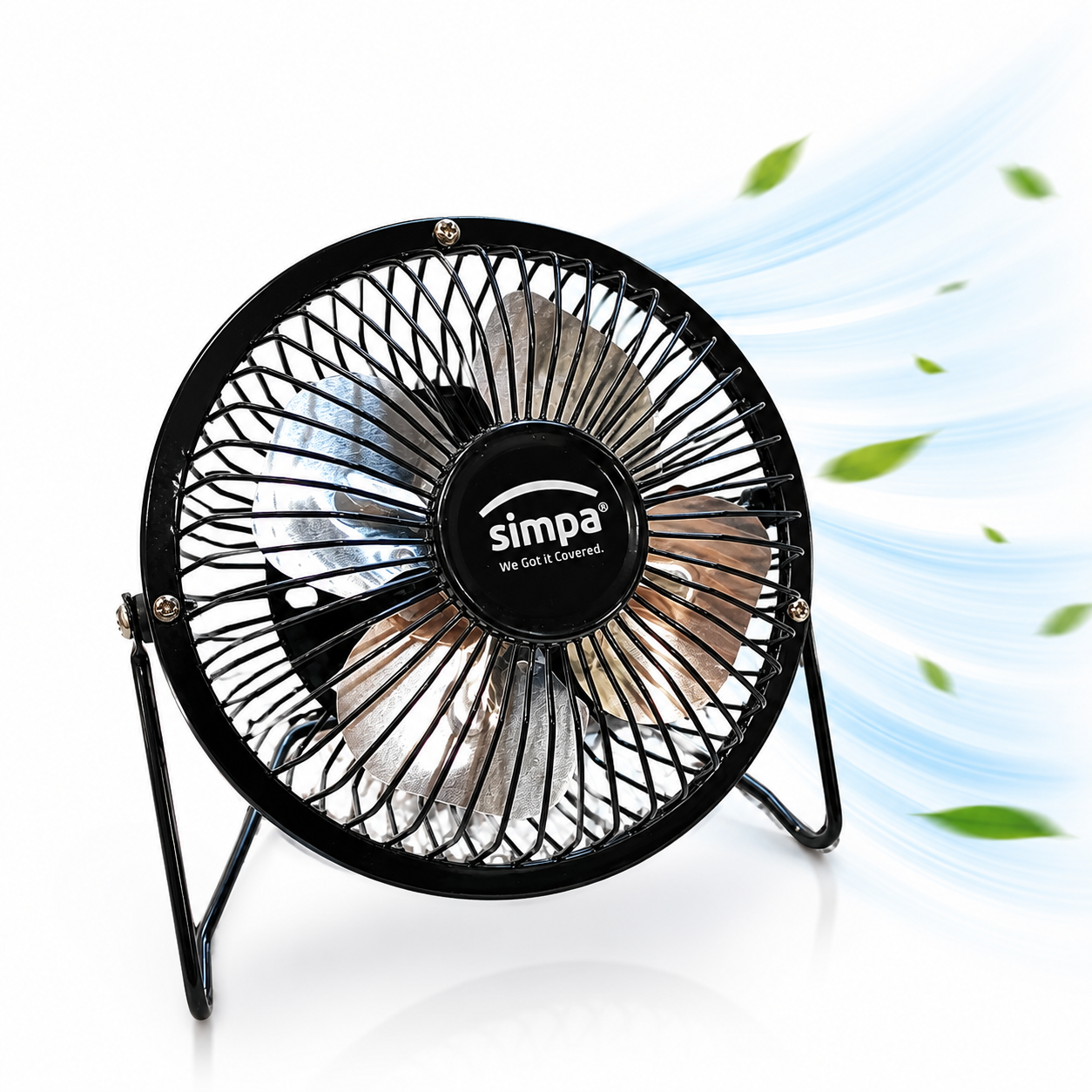 4" USB MINI FAN - IDEAL FOR HOME/OFFICE USE - ALREADY ASSEMBLED - BLACK COLOR by SIMPA