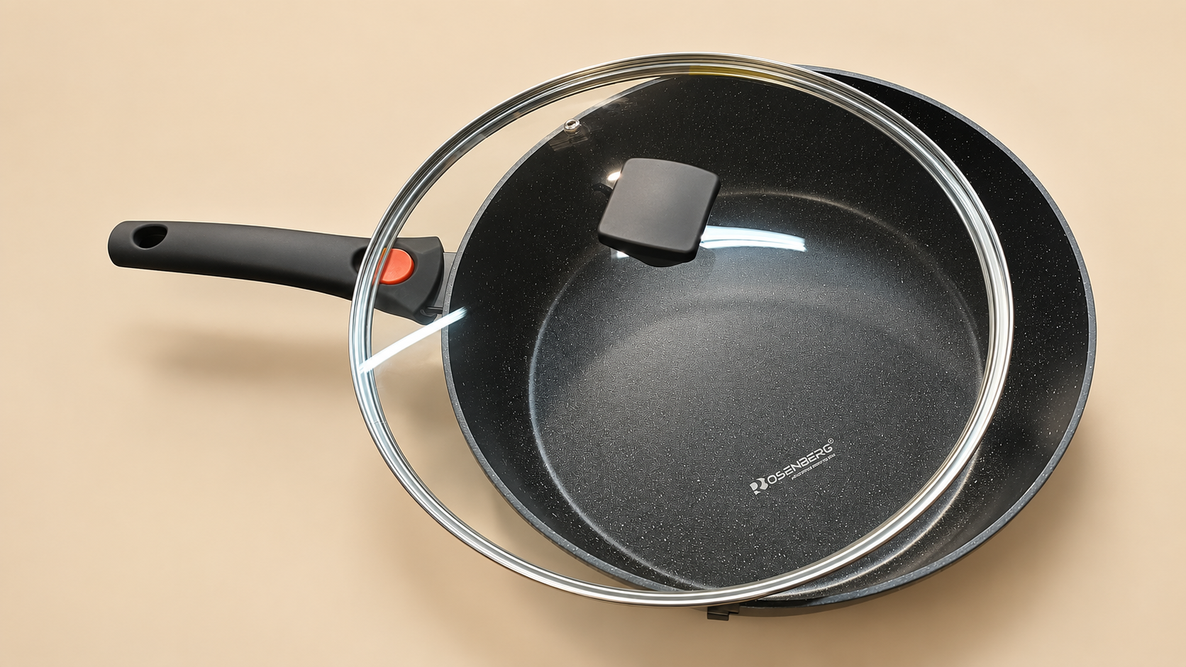 SAUTE PAN WITH GLASS LID - 32cm & 6.5 litre capacity by ROSENBERG