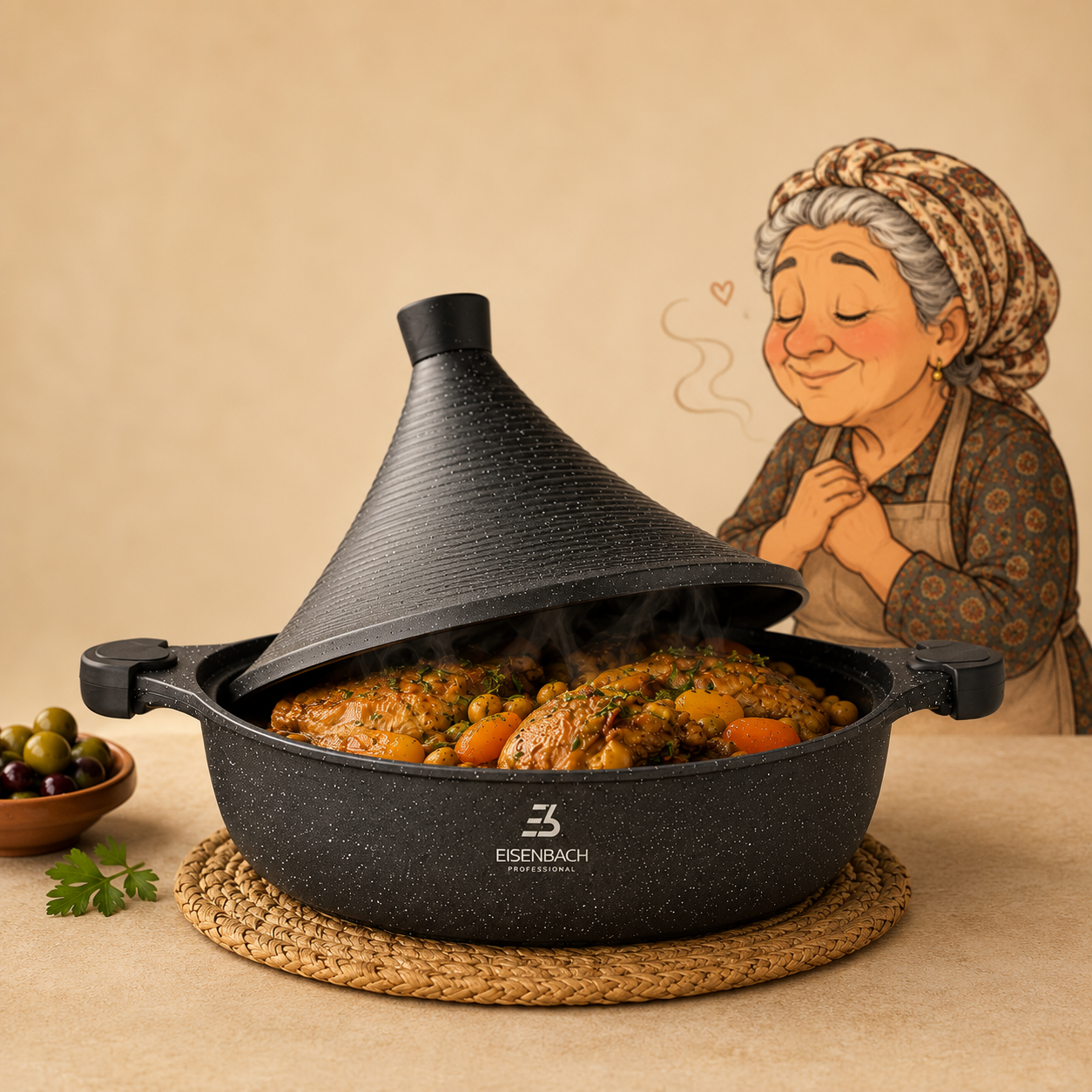 TAJINE WITH MARBLE COATING - BLACK EDITION - 30cm by EISENBACH