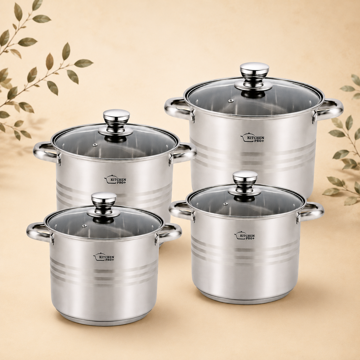 8 PIECES STAINLESS STEEL COOKWARE SET- MODEL NO:-PRO-8401 by KITCHEN PRO+
