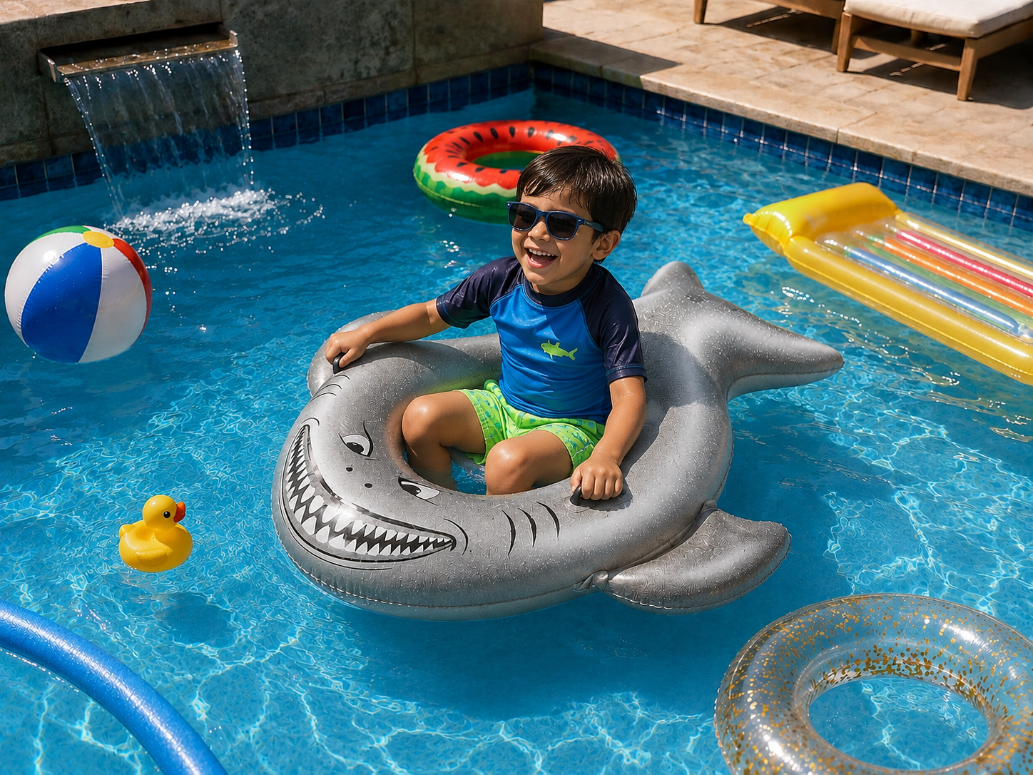 SHARK INFLATABLE POOL FLOAT RING - SILVER GREY EDITION - FOR KIDS TO ENJOY IN SUMMER