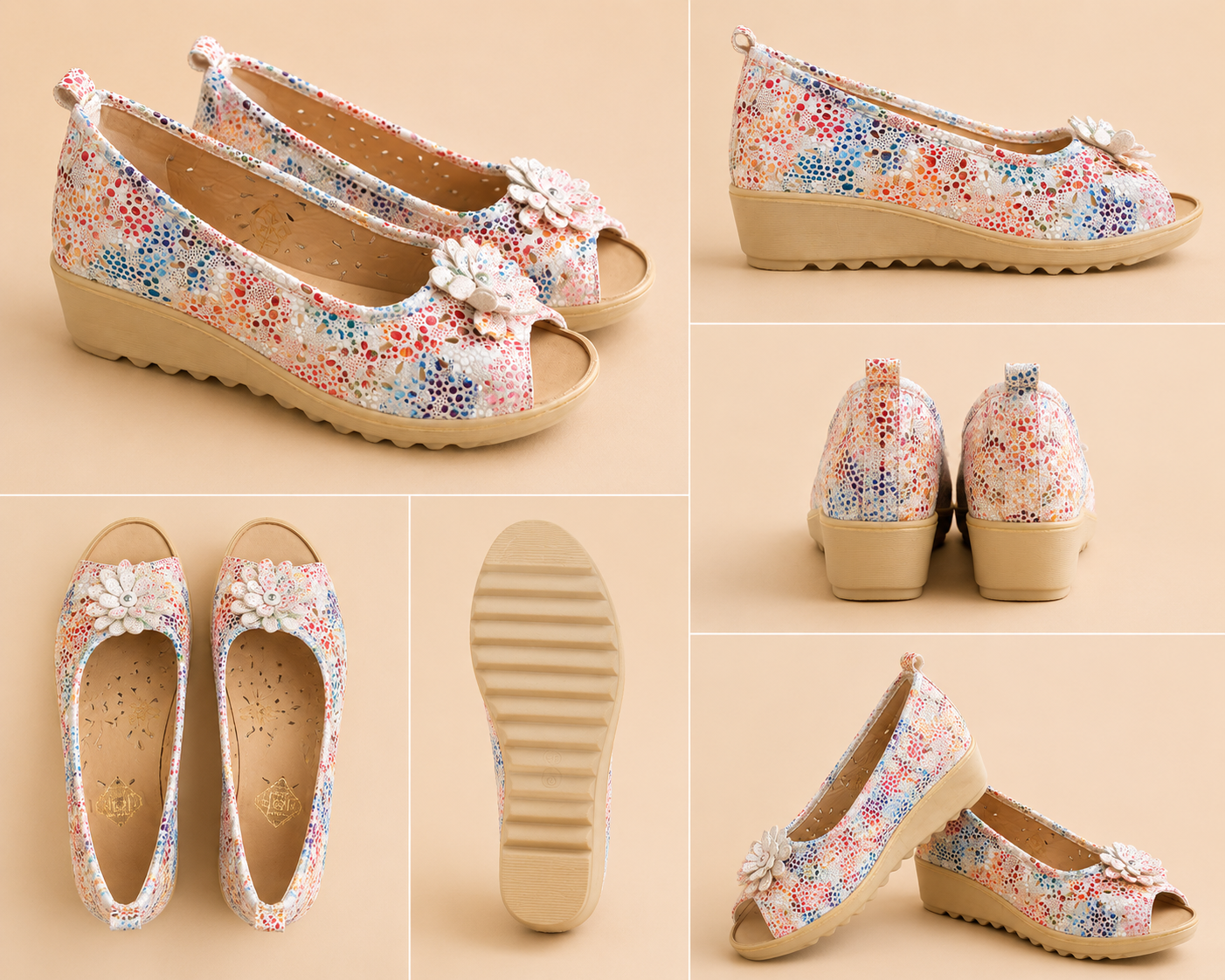 WOMEN WEDGE SLIP-ON SHOES - MULTICOLOR - SIZE-5 - STYLE-SHIRLEY