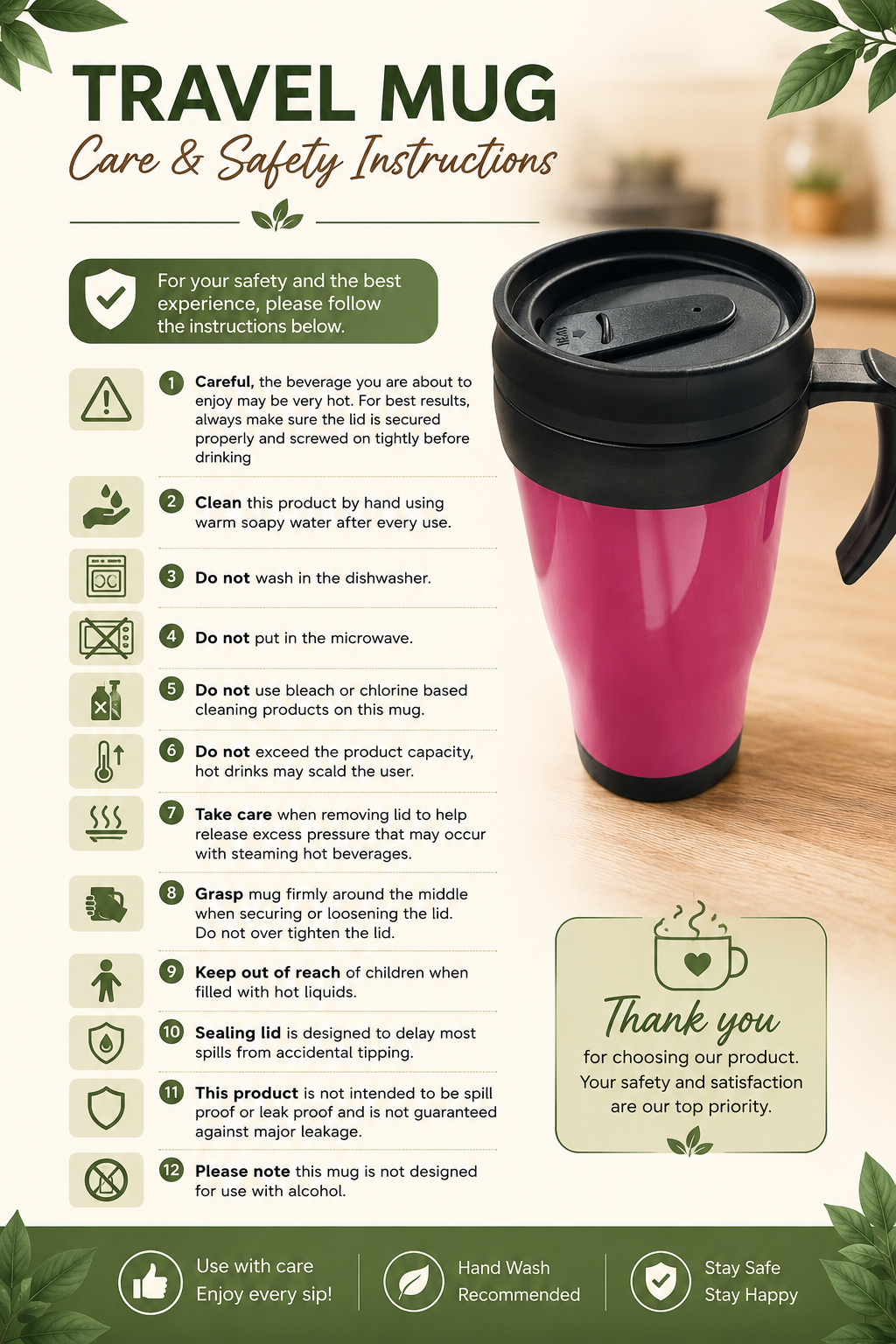 PINK INSULATED TRAVEL MUG