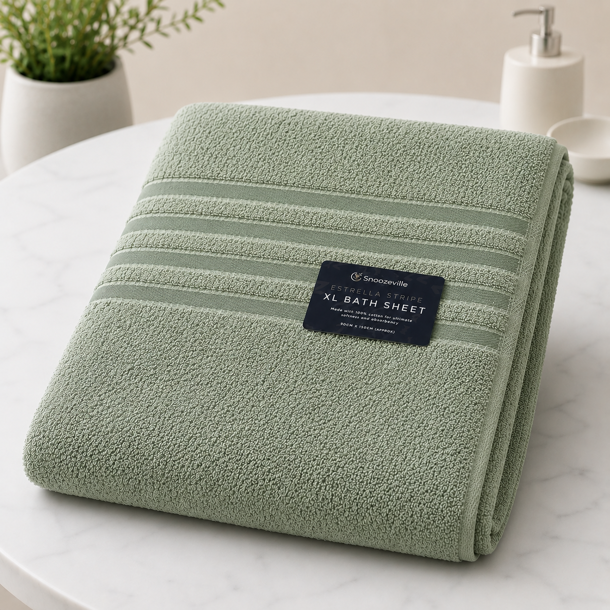 SNOOZEVILLE ESTRELLA STRIPE XL BATHSHEET - PACK OF 3 - 100% cotton