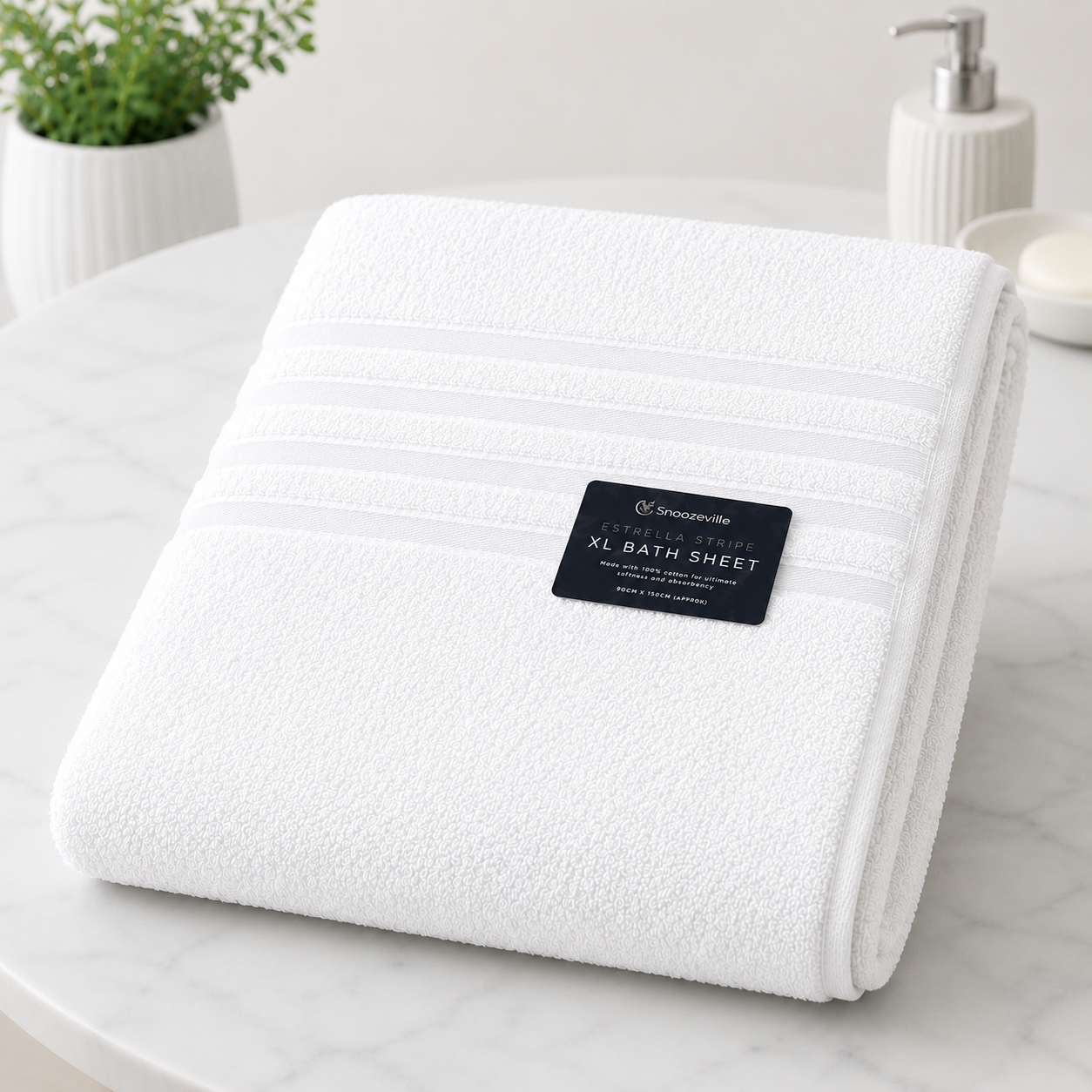 SNOOZEVILLE ESTRELLA STRIPE XL BATHSHEET - PACK OF 3 - 100% cotton