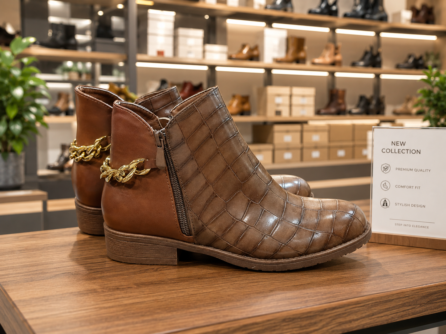 BWOWN TEXTURED BOOTS- STYLISH,COMFY & CLASSIC - SIZE-6&7- by PU