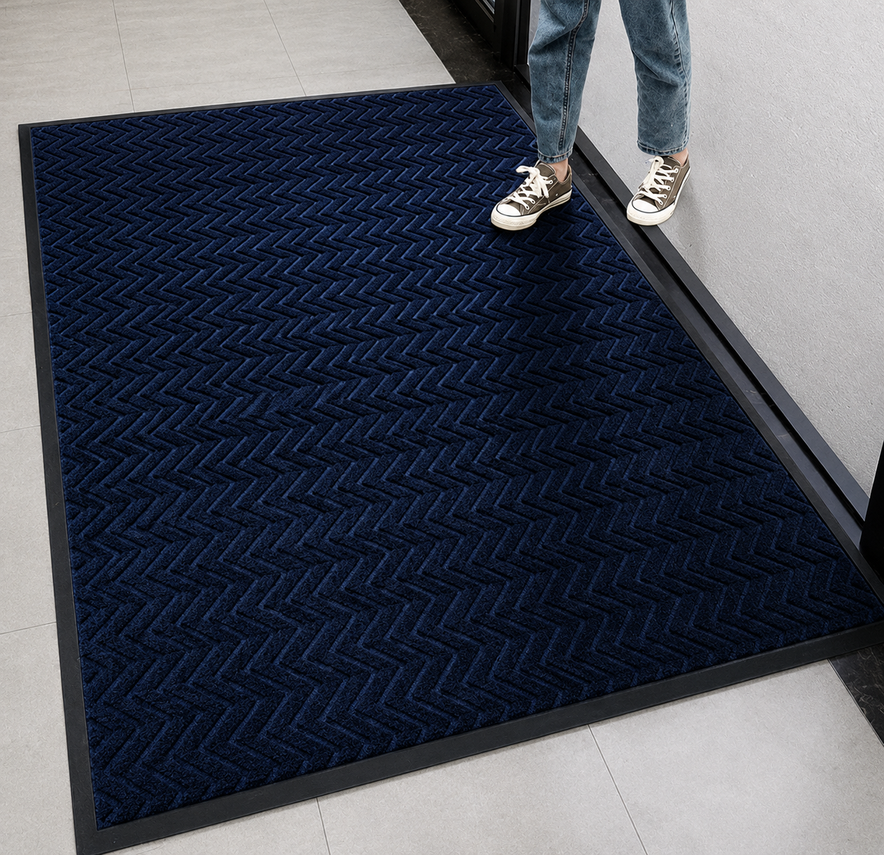 Rubber Door Mat – Non-Slip Dustproof Entrance Floor Mat for Home, Office & Hallway | Dark Gray