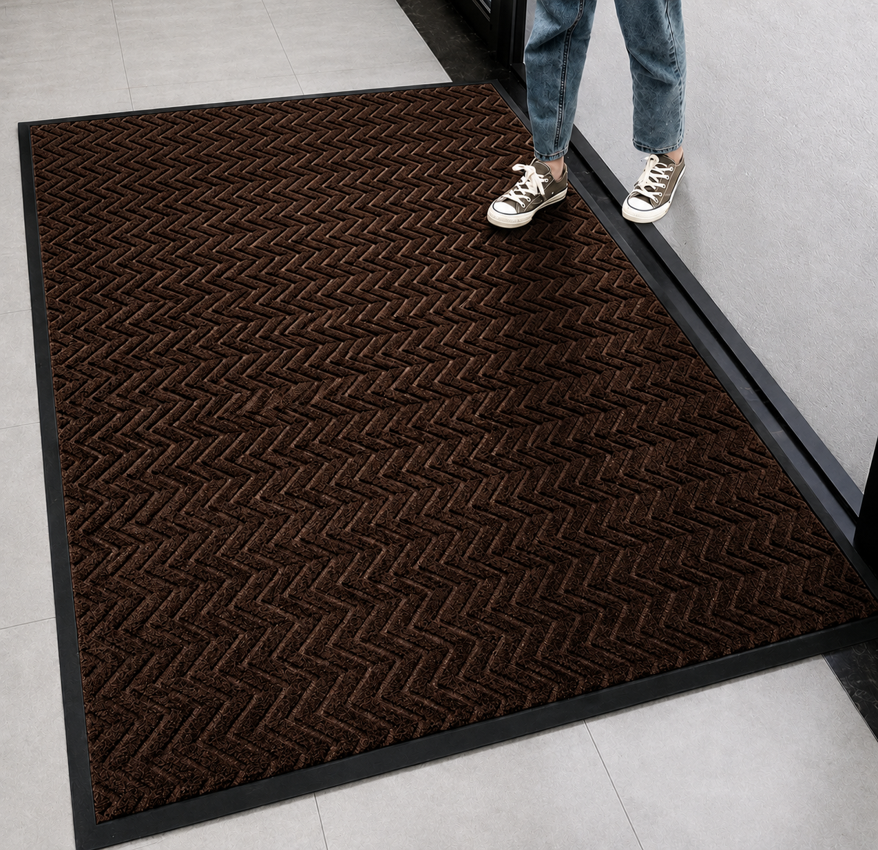 Rubber Door Mat – Non-Slip Dustproof Entrance Floor Mat for Home, Office & Hallway | Dark Gray