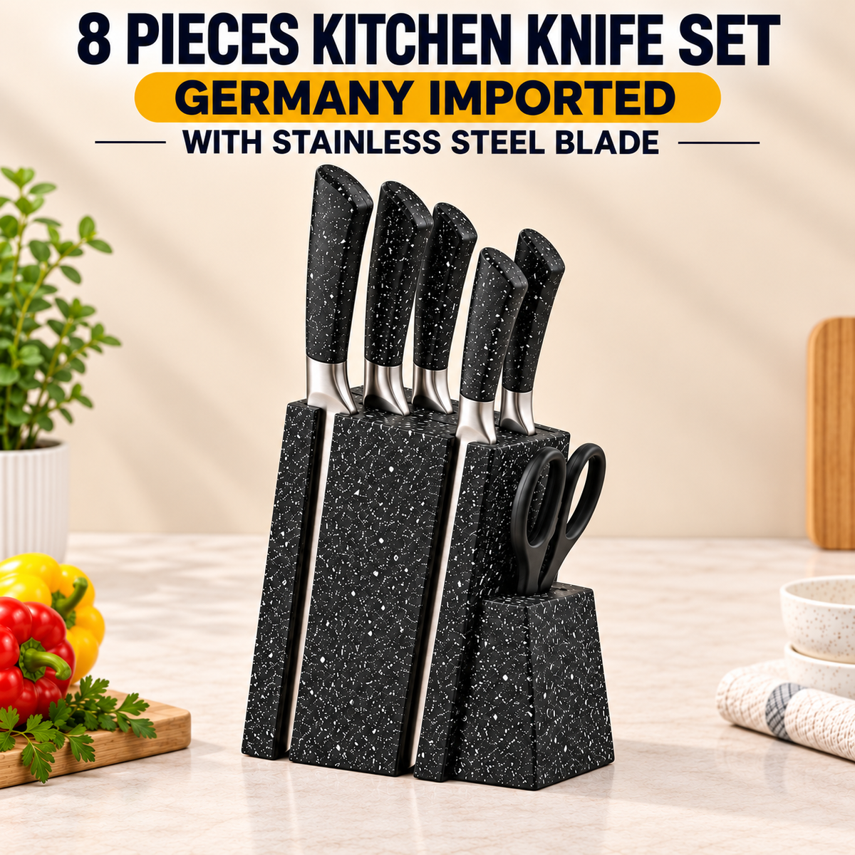 8 PIECES KITCHEN KNIFE SET - GERMANY IMPORTED WITH STAINLESS STEEL BLADE for above 18 years