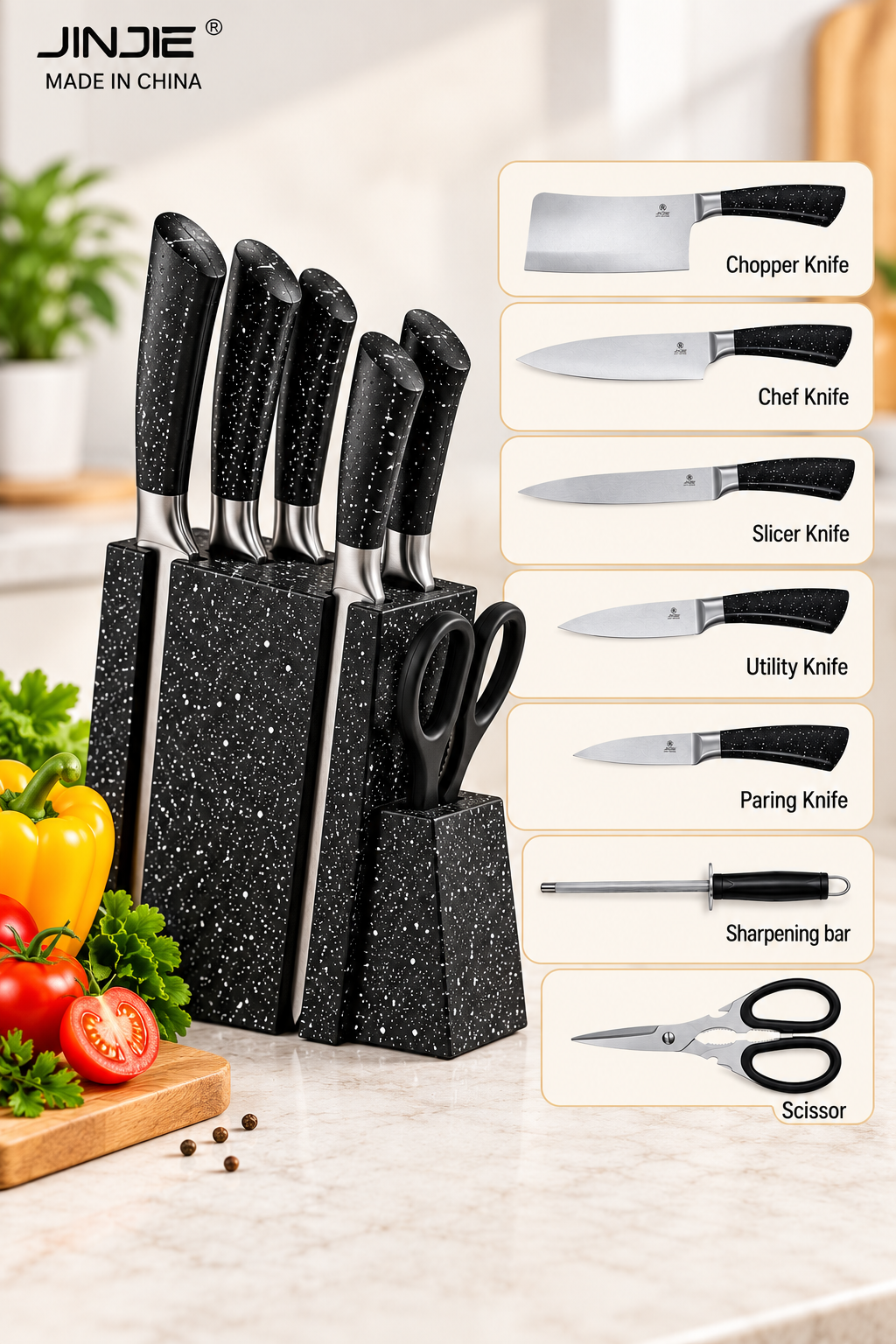 8 PIECES KITCHEN KNIFE SET - GERMANY IMPORTED WITH STAINLESS STEEL BLADE for above 18 years