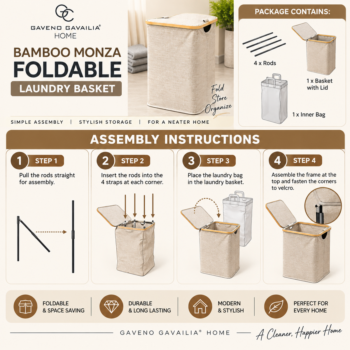 FOLDABLE LAUNDRY BASKETS - IN 4 DIFFERENT COLORS - LARGE SIZE(44*33*74cm)