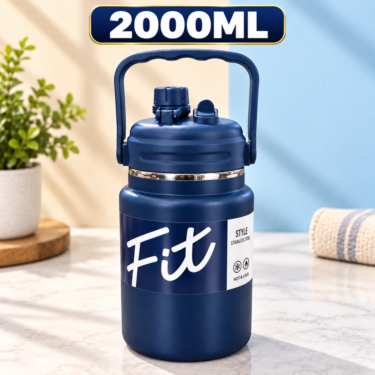 2000ML FIT INSULATED THERMAL FLASK - IN ASSORTED COLORS & TRAVEL FRIENDLY