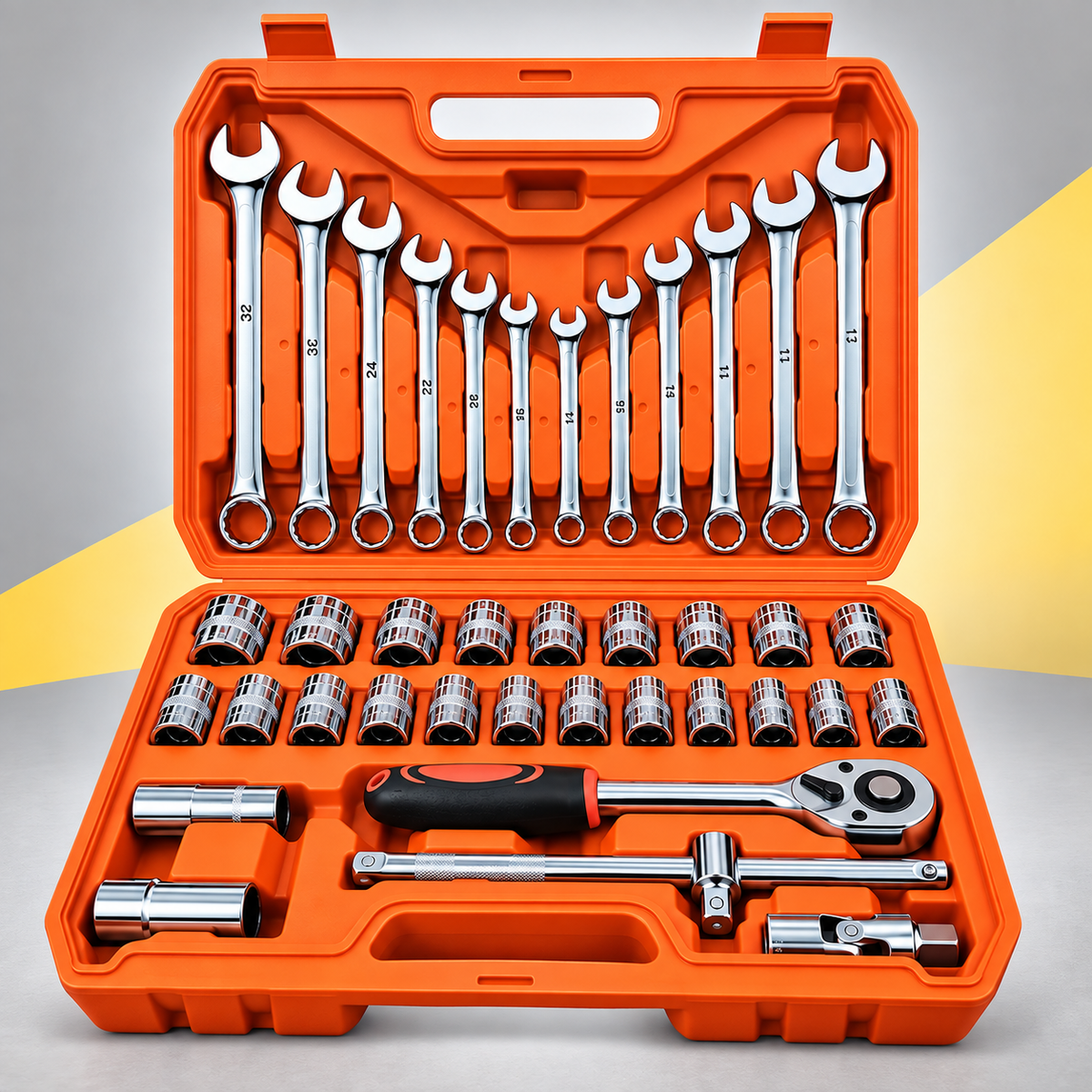 37 PIECES TOOL KIT - SOCKET SET & COMBINATION WRENCH SET by MAXWELL