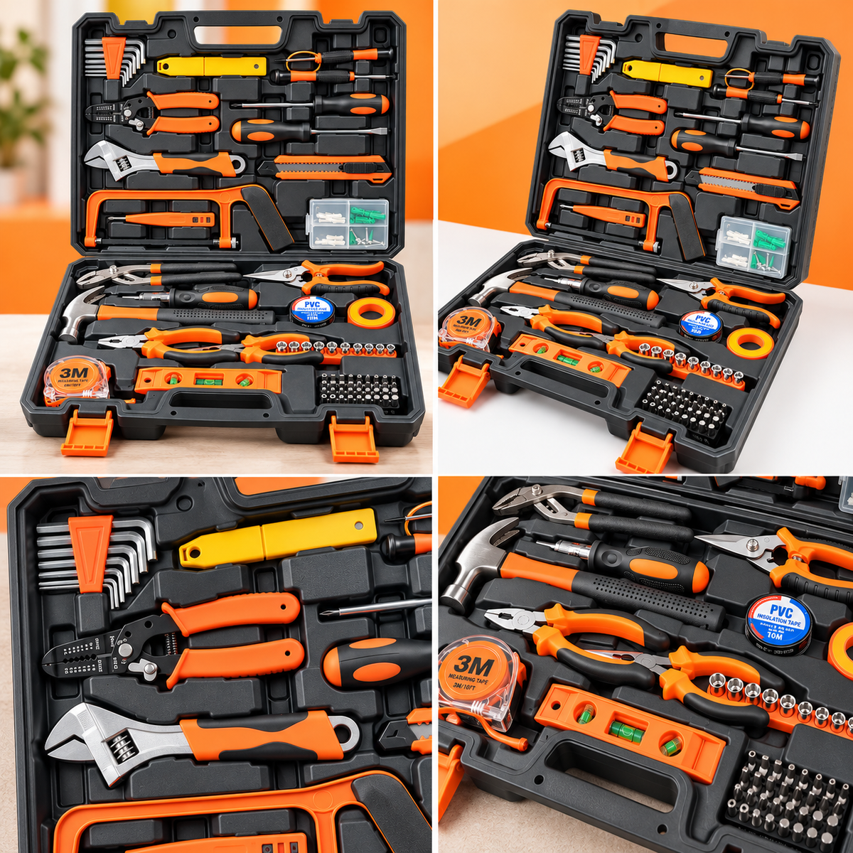 COMPLETE HOME DIY & REPAIR TOOL KIT - MULTIPURPOSE HAND TOOLS WITH PORTABLE HAND CARRY CASE