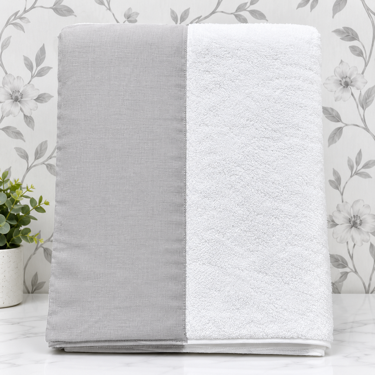 HIGH ST BRAND - BATH SHEET - ULTIMATE TURKISH COTTON WITH GREY BROAD BORDER - 600GSM -(100cm*150cm)
