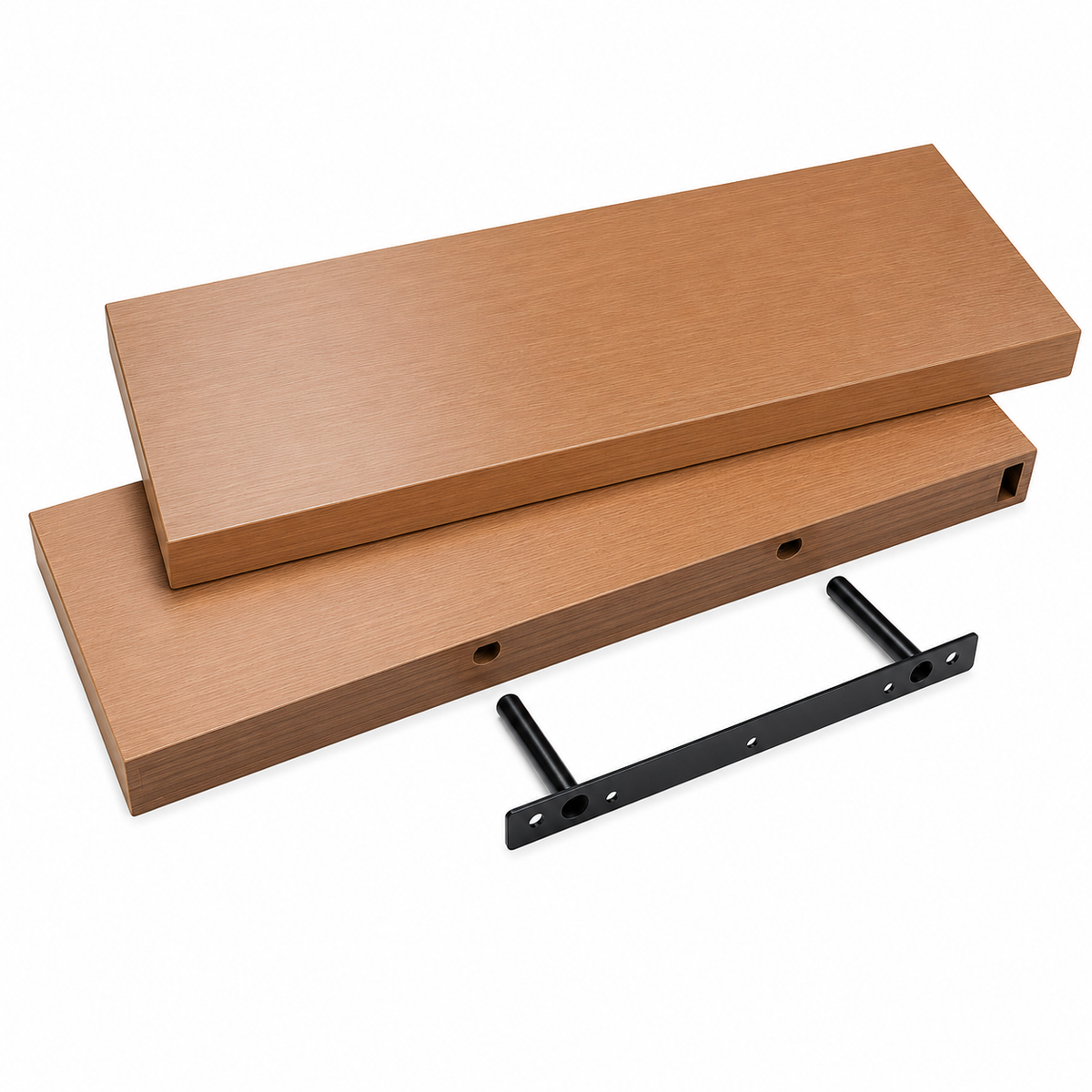 Greenhurst 60cm Floating Shelves (Pack of 2) – Wall Mounted MDF Shelves, Oak Finish - 4622