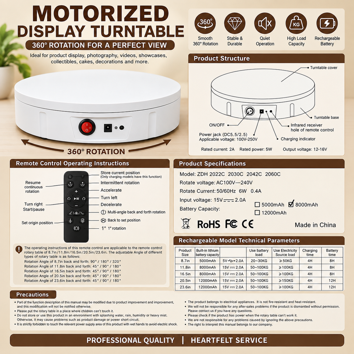 DISPLAY TURNTABLE - 360° ROTATION - PERFECT FOR PRODUCT OR CAKES DISPLAY
