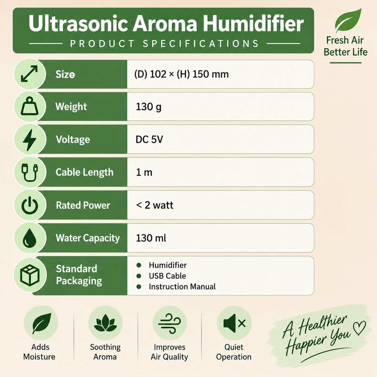 ULTRASONIC AROMA HUMIDIFIER - WITH COLOR CHANGING LED