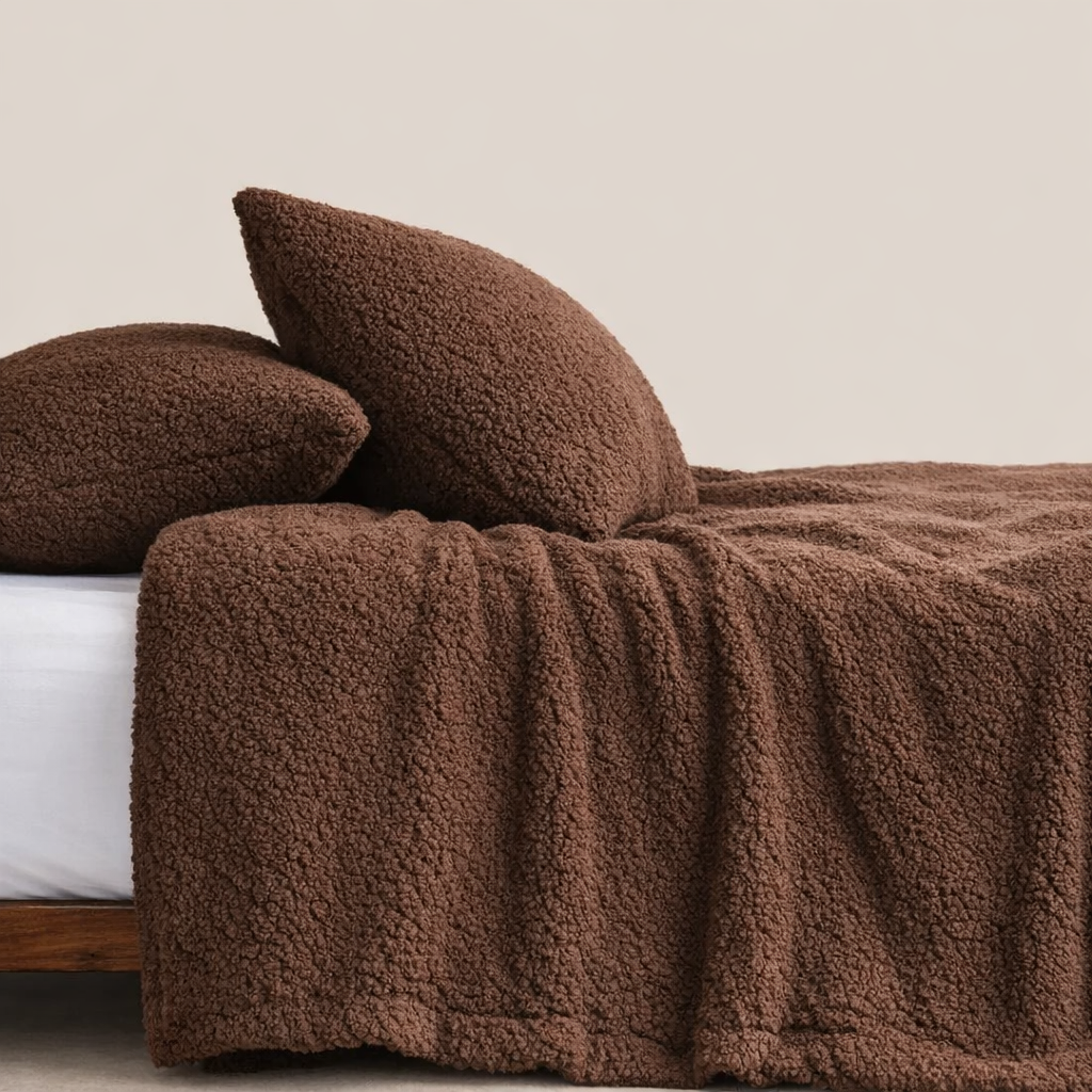 Double - High Street Teddy Fleece Bedding Set – Ultra Cosy Duvet Cover with 2 Pillowcases