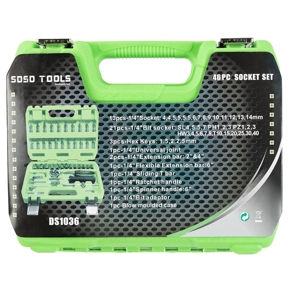 DSD TOOLS 46 Piece 1/4" DR Metric Socket & Bit Set DS1036