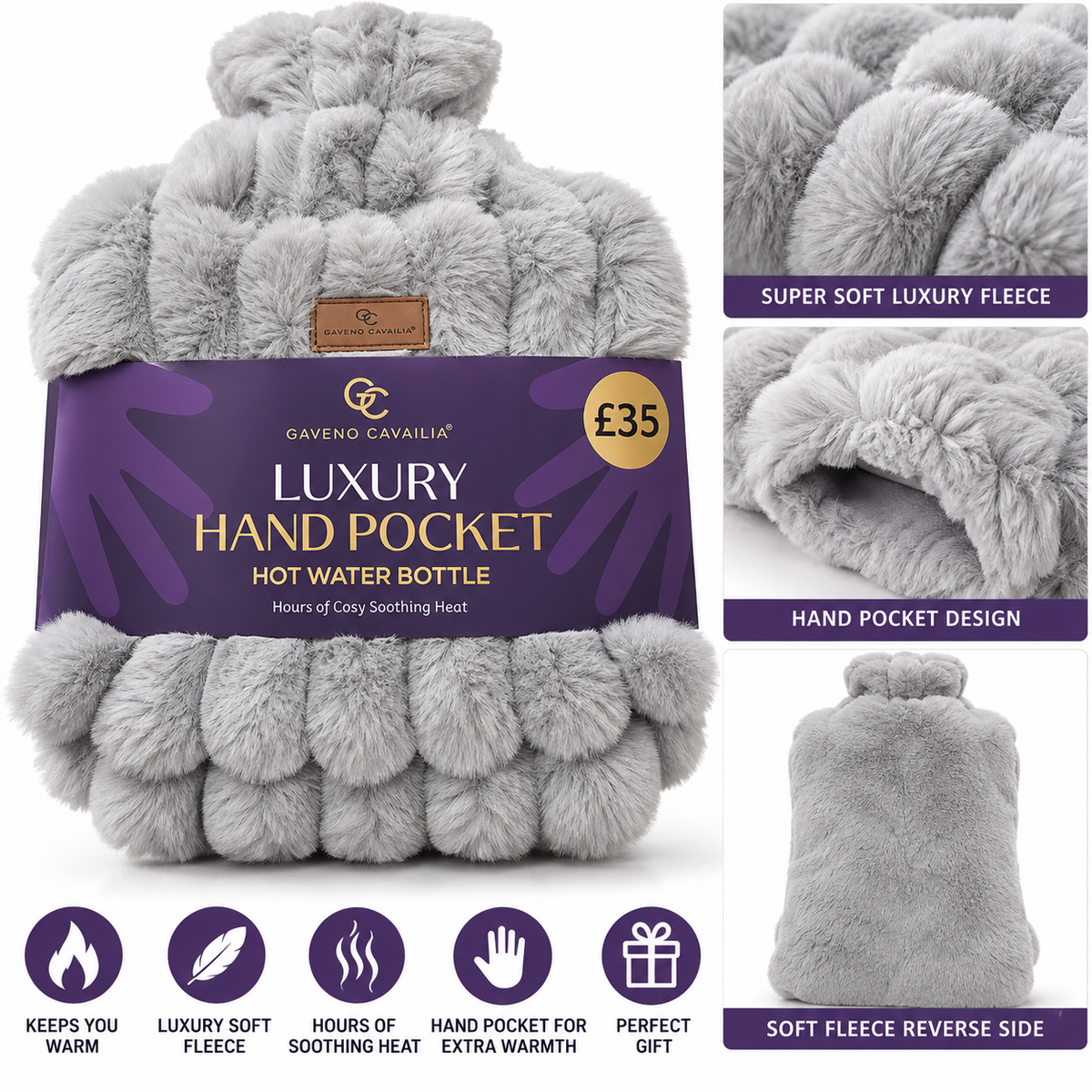 Gaveno Cavailia Luxury Hand Pocket Hot Water Bottle – Super Soft Faux Fur – available different colours