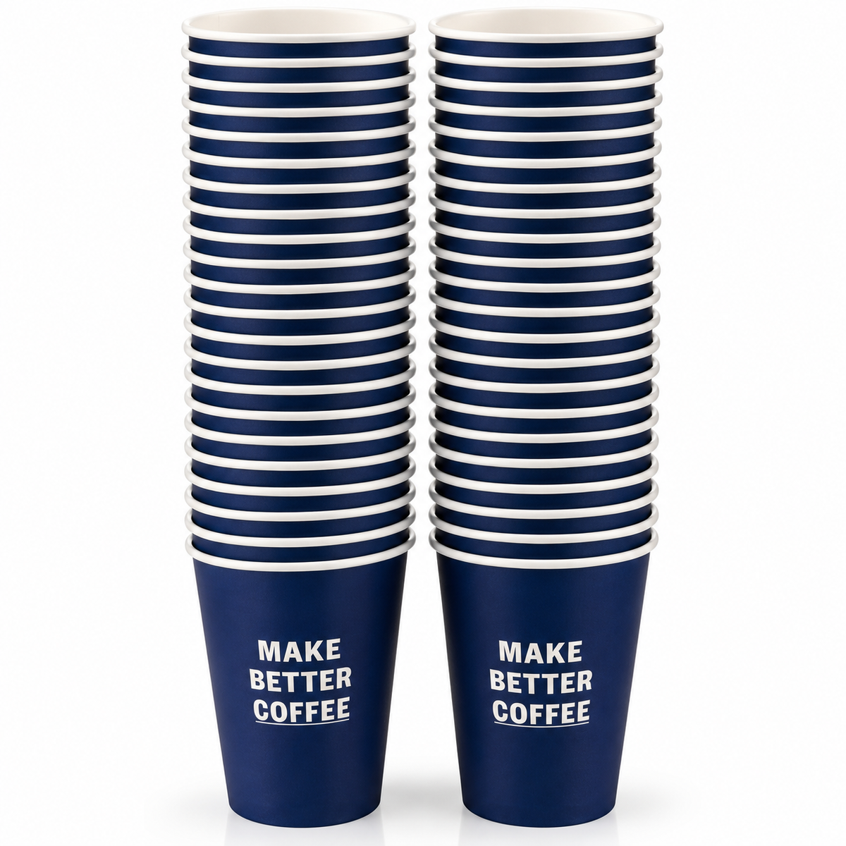 50 Pack Disposable Paper Coffee Cups – Navy Blue – Make Better Coffee Design