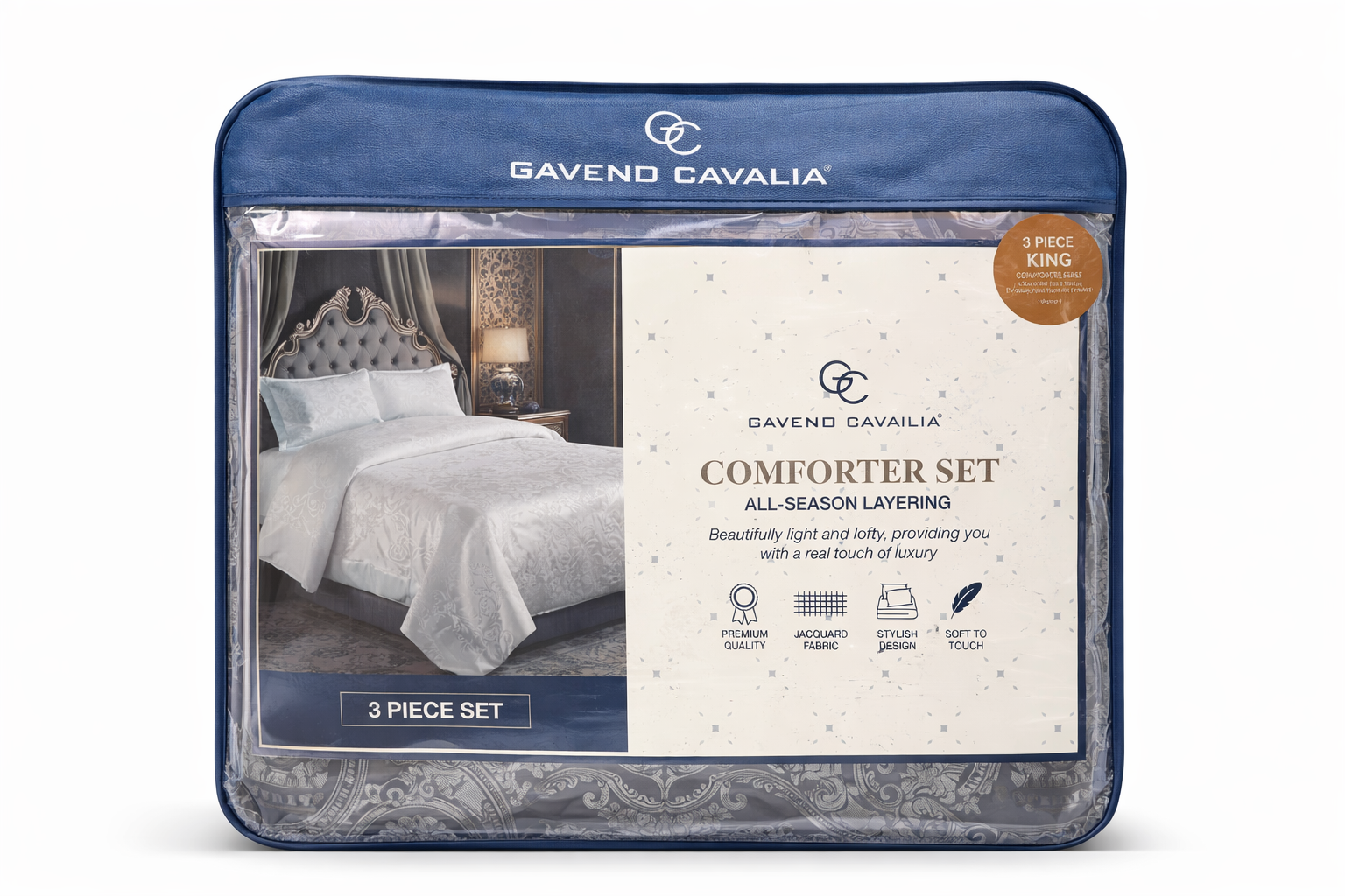 Gaveno Cavailia 3 Piece Comforter Set – Luxury Jacquard Bedding Set