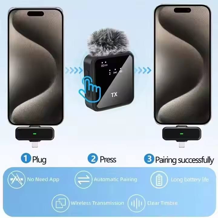 F15-2 Dual Wireless Microphone System – 2-Mic Clip-On Wireless Mic for iPhone, Android & Camera