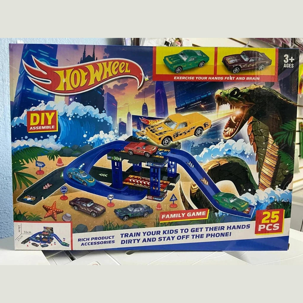 Hot Wheels Car Track Playset – 25 Pieces
