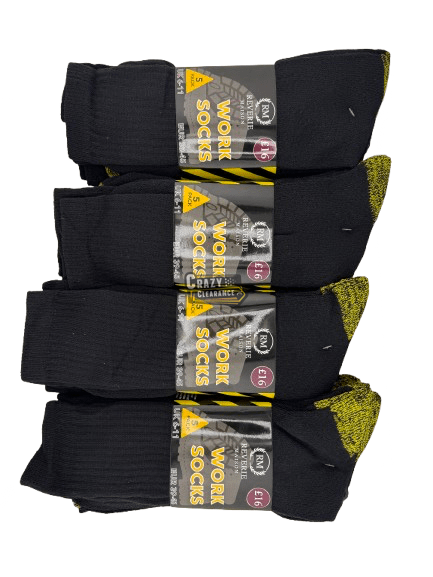 Pack of 4 Mens Work & Thermal Brushed Socks 20 Pairs by Reverie Maison