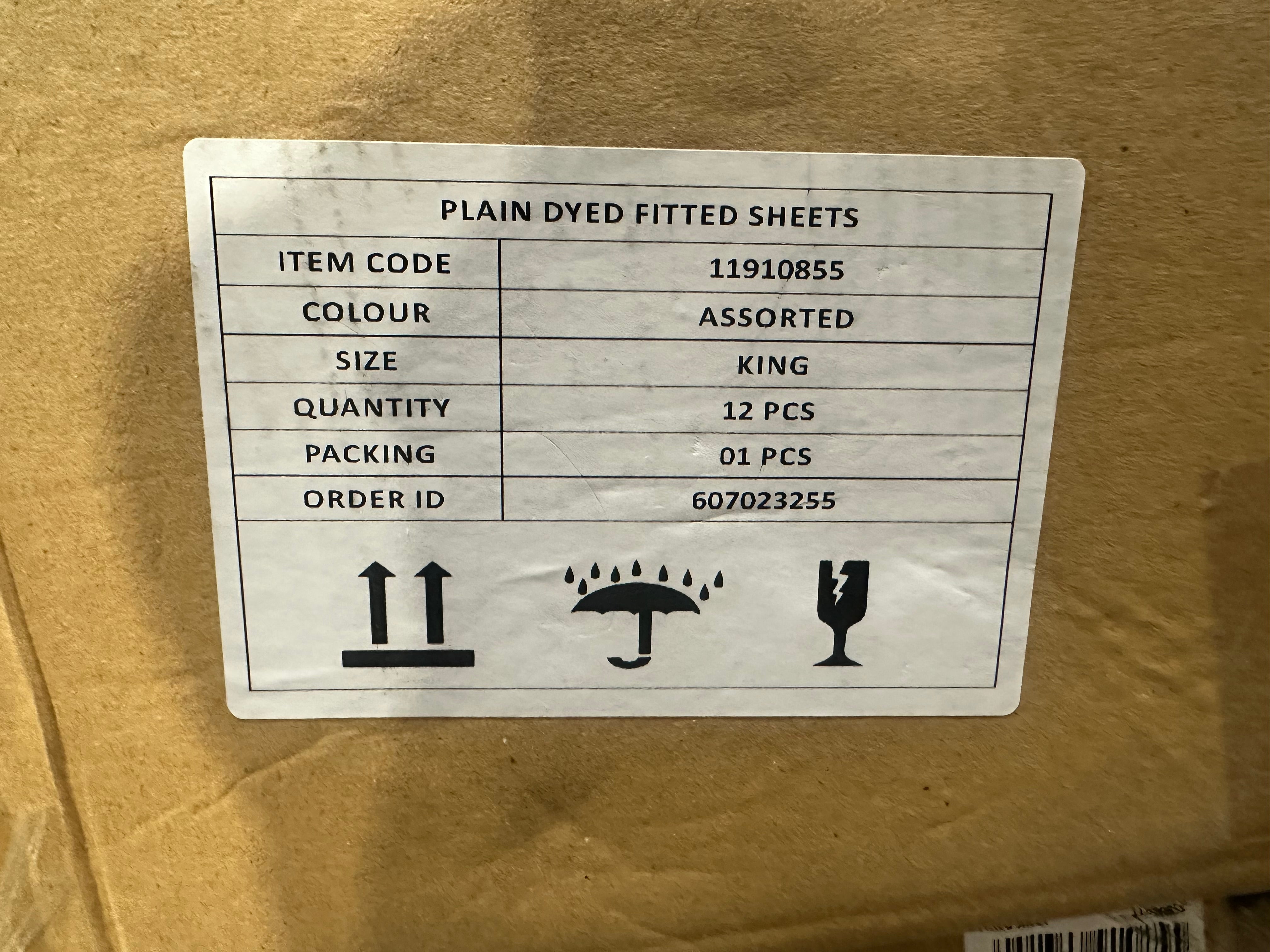 Bulk Deal: Reverie Maison Plain Fitted Sheets – 12 Pieces per Box for £24 (Assorted Colours, Soft & Durable)
