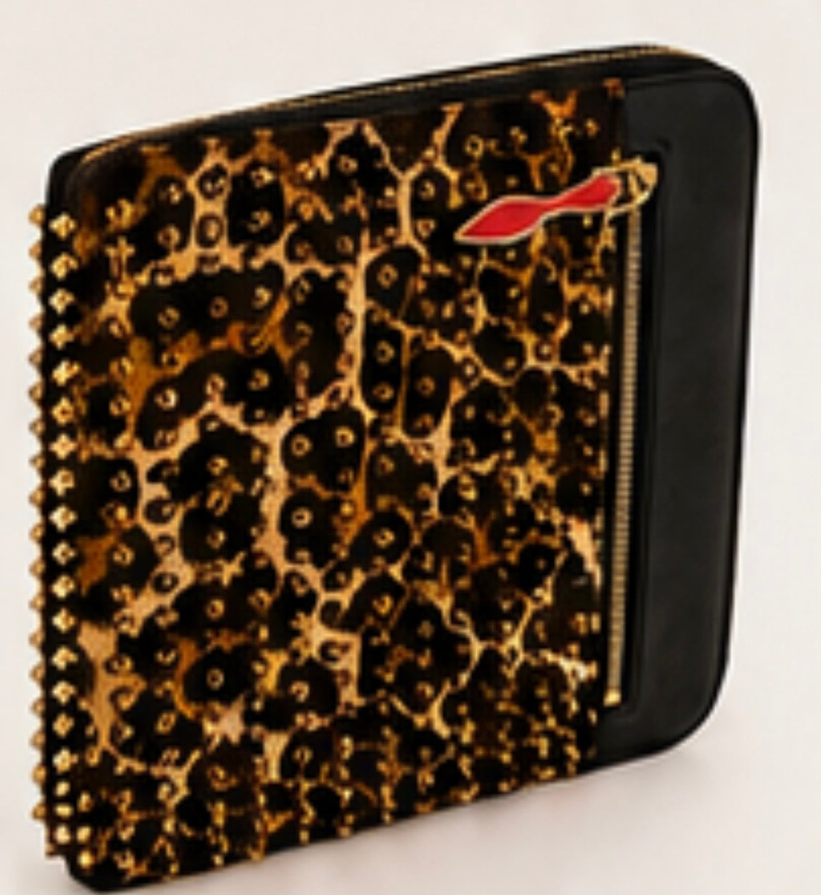 Christian Louboutin Loubiposh Leopard Print Spike Clutch Bag – Authentic Luxury Statement Piece - PRELOVED
