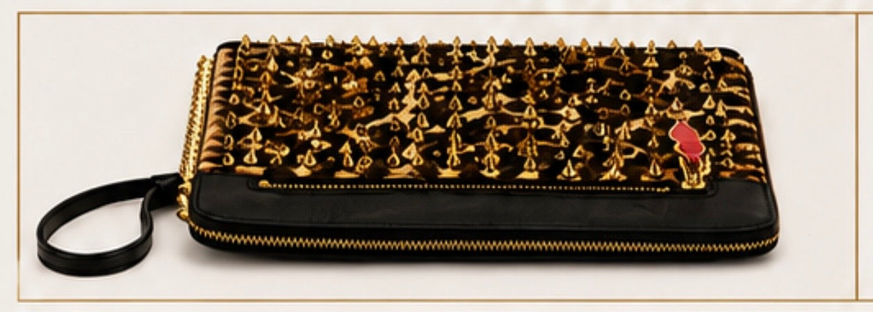Christian Louboutin Loubiposh Leopard Print Spike Clutch Bag – Authentic Luxury Statement Piece - PRELOVED