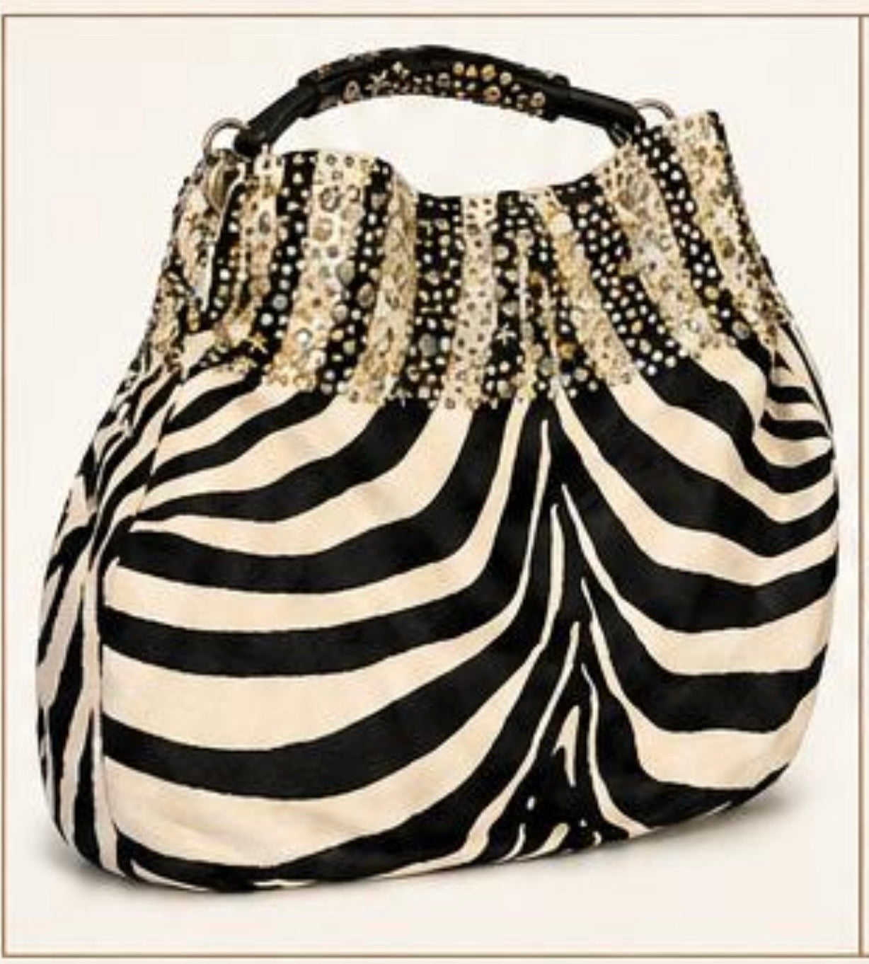 JIMMY CHOO ZEBRA PRINT STUDDED HOBO BAG – AUTHENTIC - PRELOVED