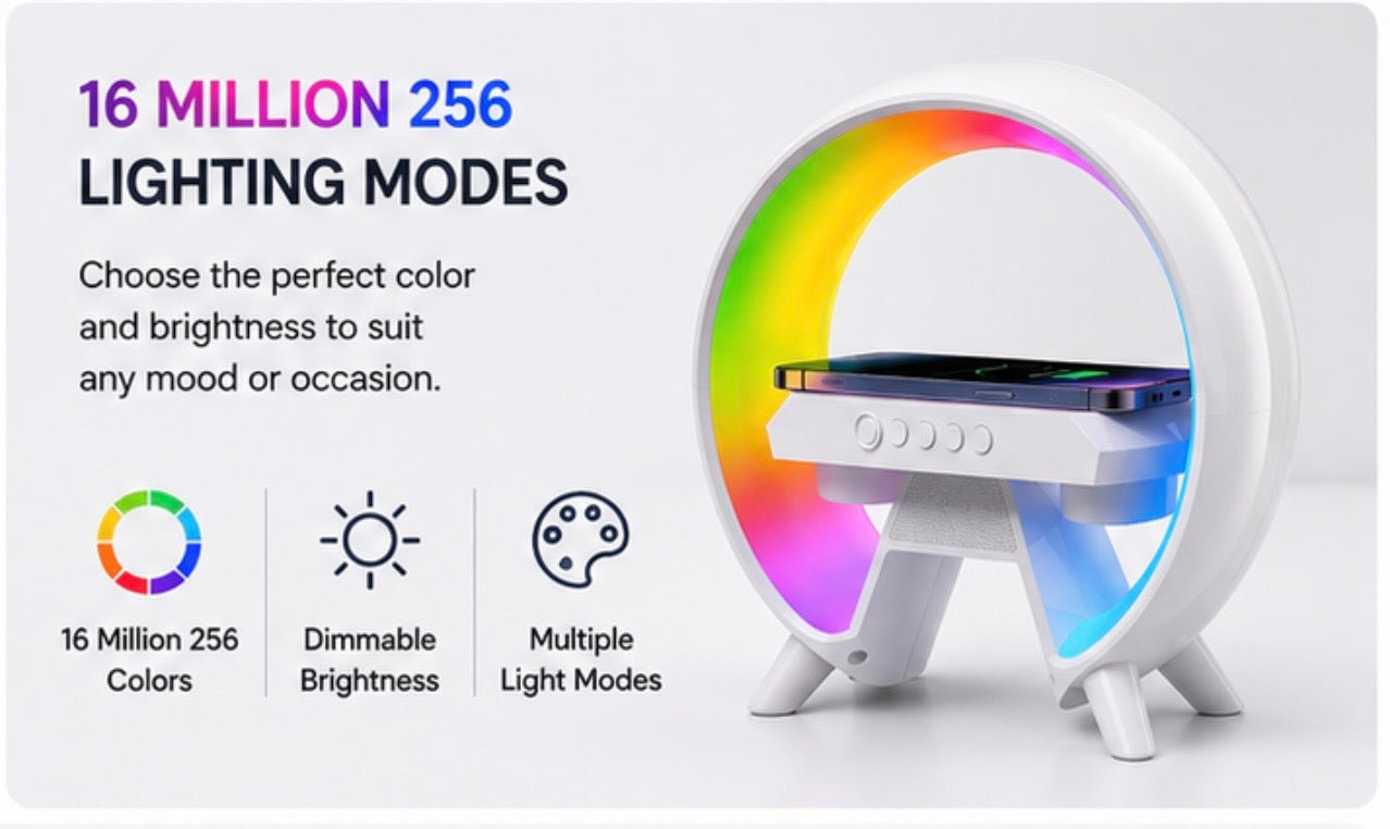 XM-X63 LED Wireless Charging Speaker – Alarm Clock, Mood Light & Sleep Sound Machine