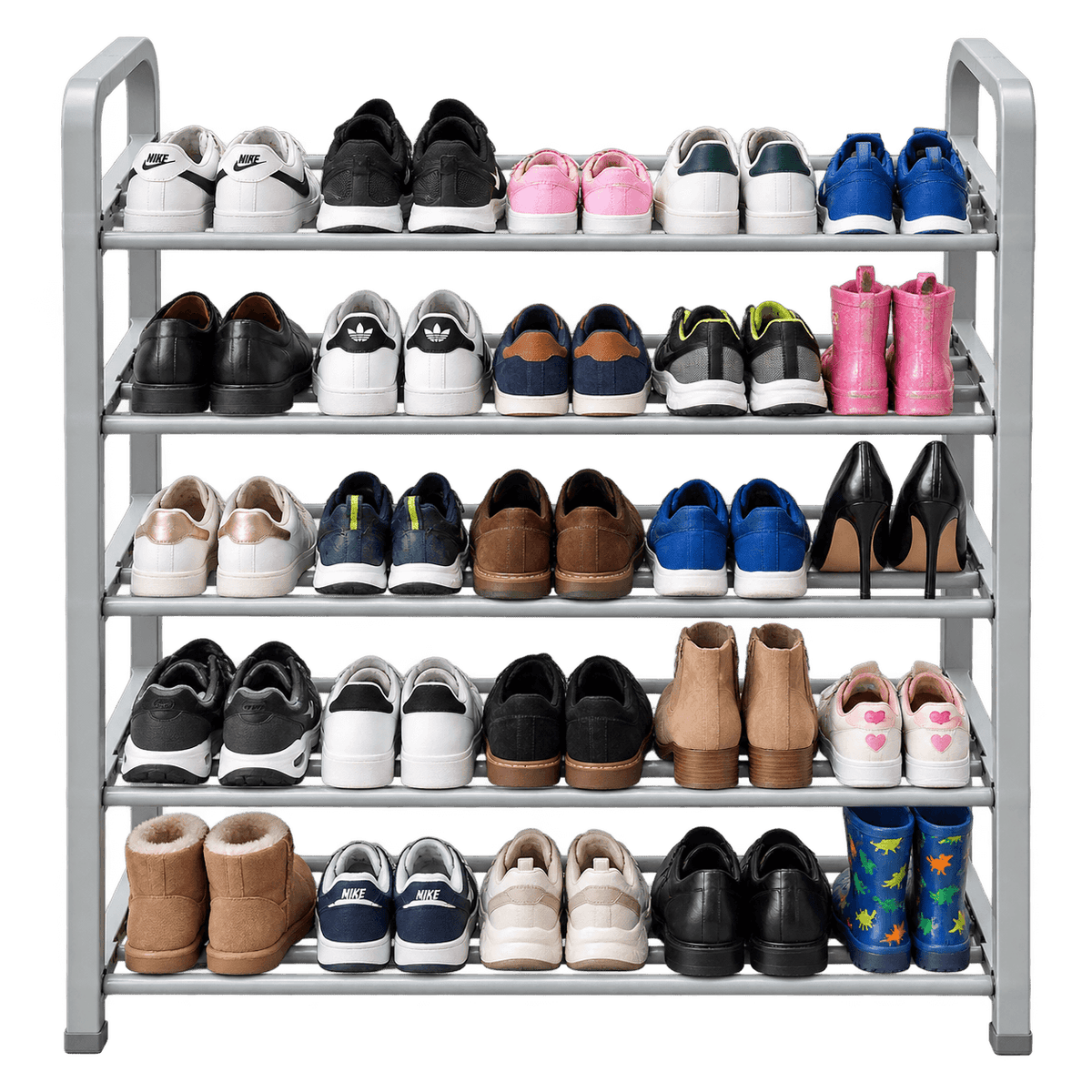 Keplin 5-Tier Shoe Rack Grey Multi-Level Shoe Storage Organiser