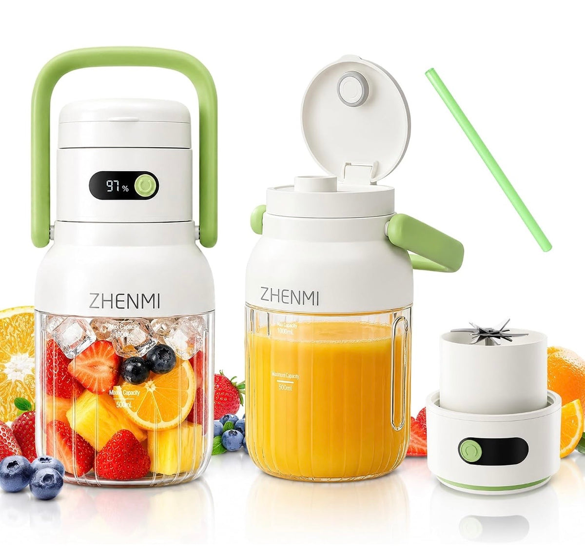 Portable Blender, Personal Blender for Smoothies and Smoothies, Cordless, 32 oz BPA Free, 18000RPM Motor, Leak-Proof Lid with Sippy Spout, USB-C Rechargeable, Parts