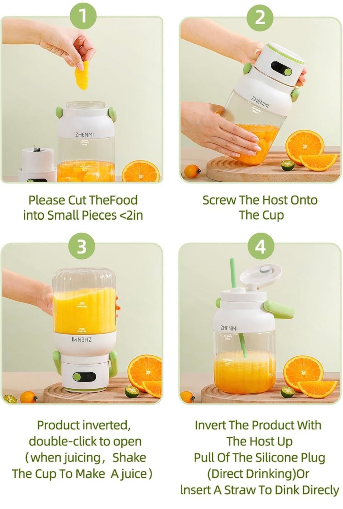 Portable Blender, Personal Blender for Smoothies and Smoothies, Cordless, 32 oz BPA Free, 18000RPM Motor, Leak-Proof Lid with Sippy Spout, USB-C Rechargeable, Parts