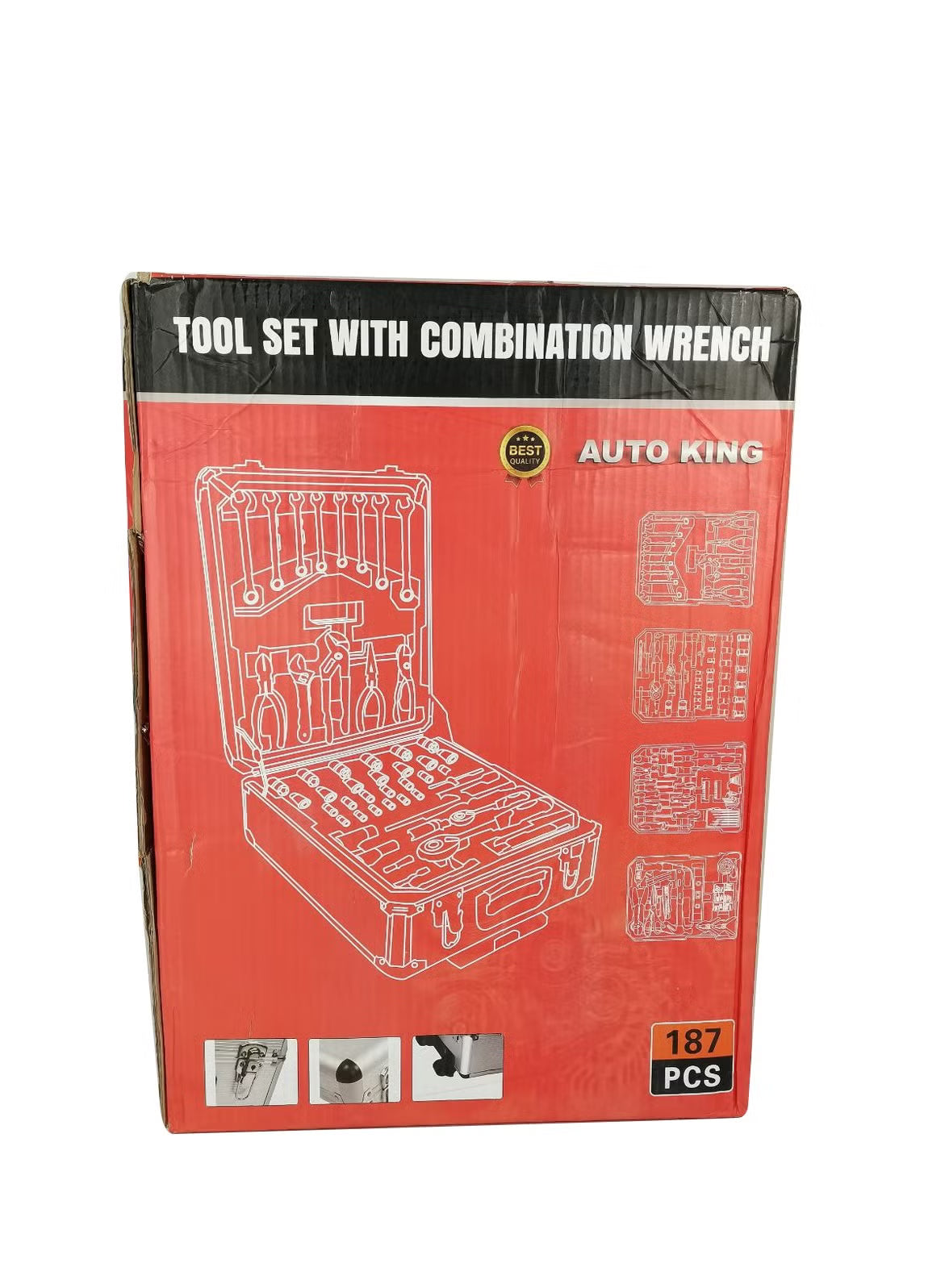 Auto King 187 PCS Professional Tool Set, Chrome Vanadium Steel Tools, Combination Wrenches, Trolley Case for Home, Garage, Workshop