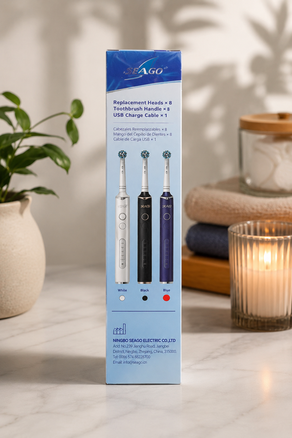 ROTATING ELECTRIC TOOTHBRUSH SET - BLUE EDITION - by SEAGO