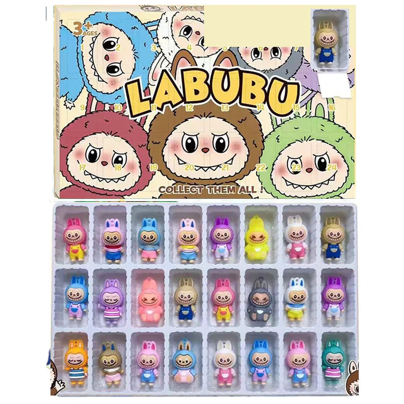 Labubu Style Advent Calendar Reward Box includes 24 Toy 3D Character Figures