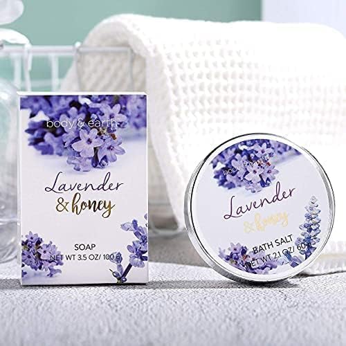 BODY & EARTH- 8 Pcs Lavender Gift Sets for Women, Includes Shower Gel, Bubble Bath, Spa Sets for Women Gifts, Birthday Gifts for Her, Valentines Gifts for Her