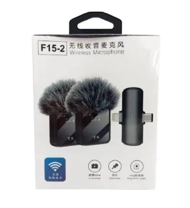 F15-2 Dual Wireless Microphone System – 2-Mic Clip-On Wireless Mic for iPhone, Android & Camera
