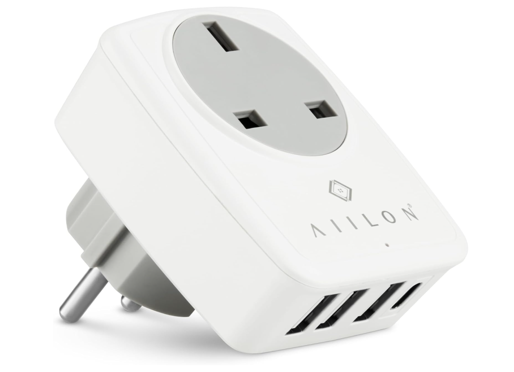 4-in-1 UK to Europe Travel Adapter Plug with USB & USB-C – European Multi USB Charger