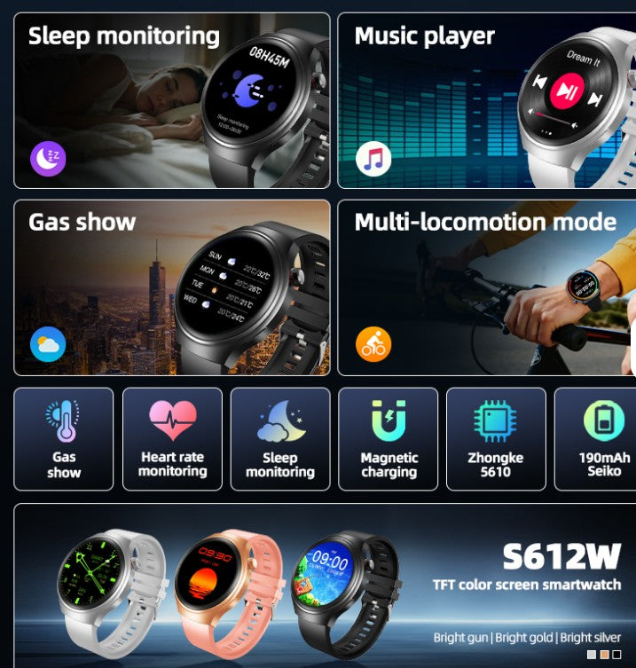 S612w Smartwatch – 1.5” Touchscreen, Fitness & Call Functions, IP68 Waterproof
