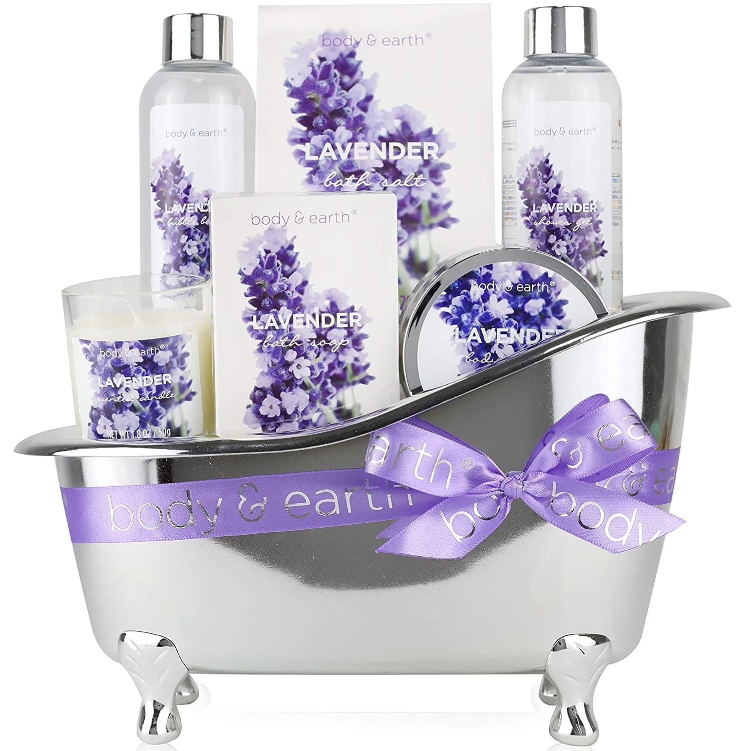 Spa Gift Sets for Women - 7 Pcs Lavender Bath Gift Baskets, Beauty Body Care Kits for Birthday Valentines Day Gifts for Mom