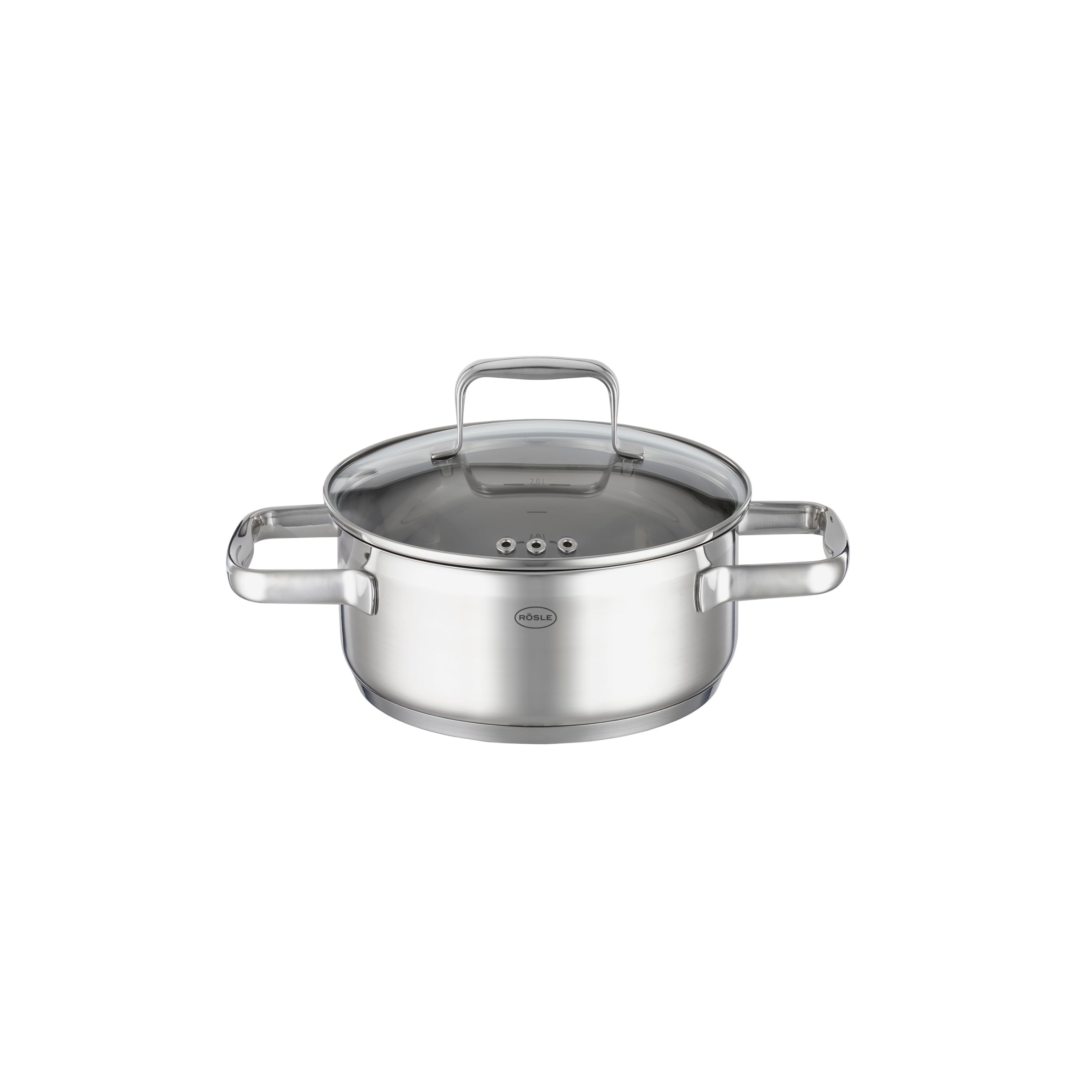ROSLE Low Casserole Dish 20 cm – Stainless Steel Shallow Casserole for Oven & Stove