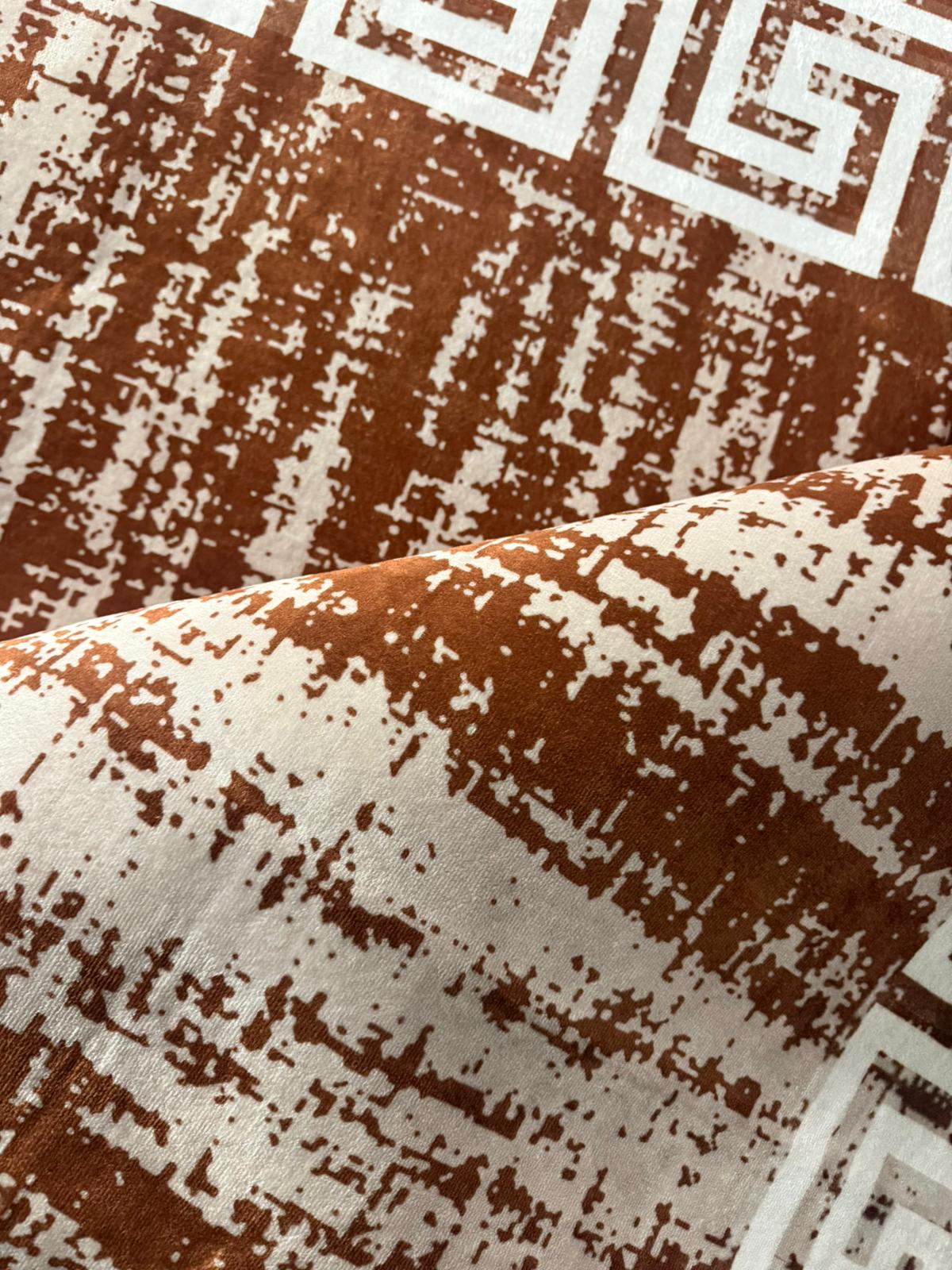 Modern Geometric Area Rug – Brown & Beige Textured Pattern Carpet for Living Room & Bedroom