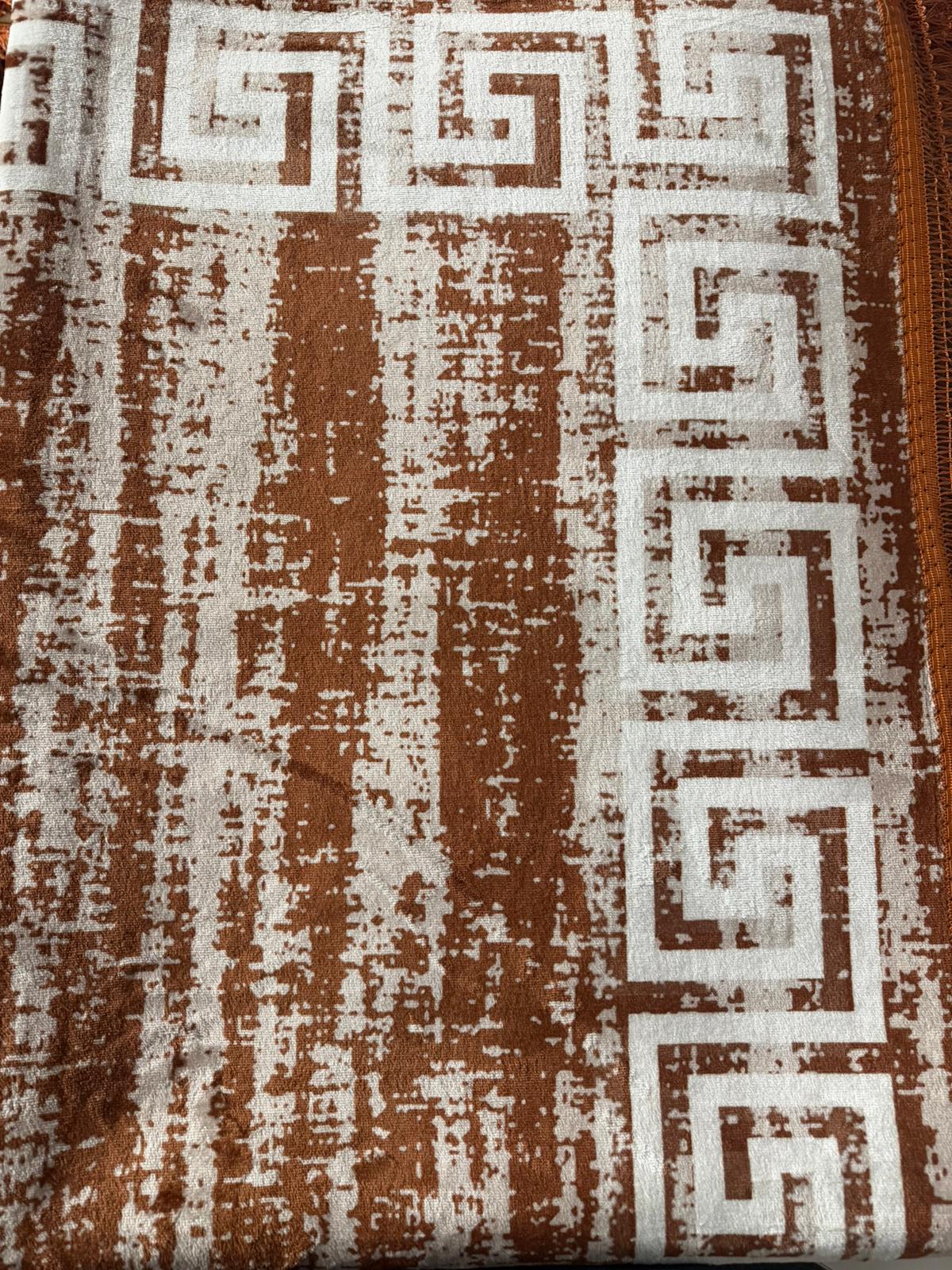 Modern Geometric Area Rug – Brown & Beige Textured Pattern Carpet for Living Room & Bedroom